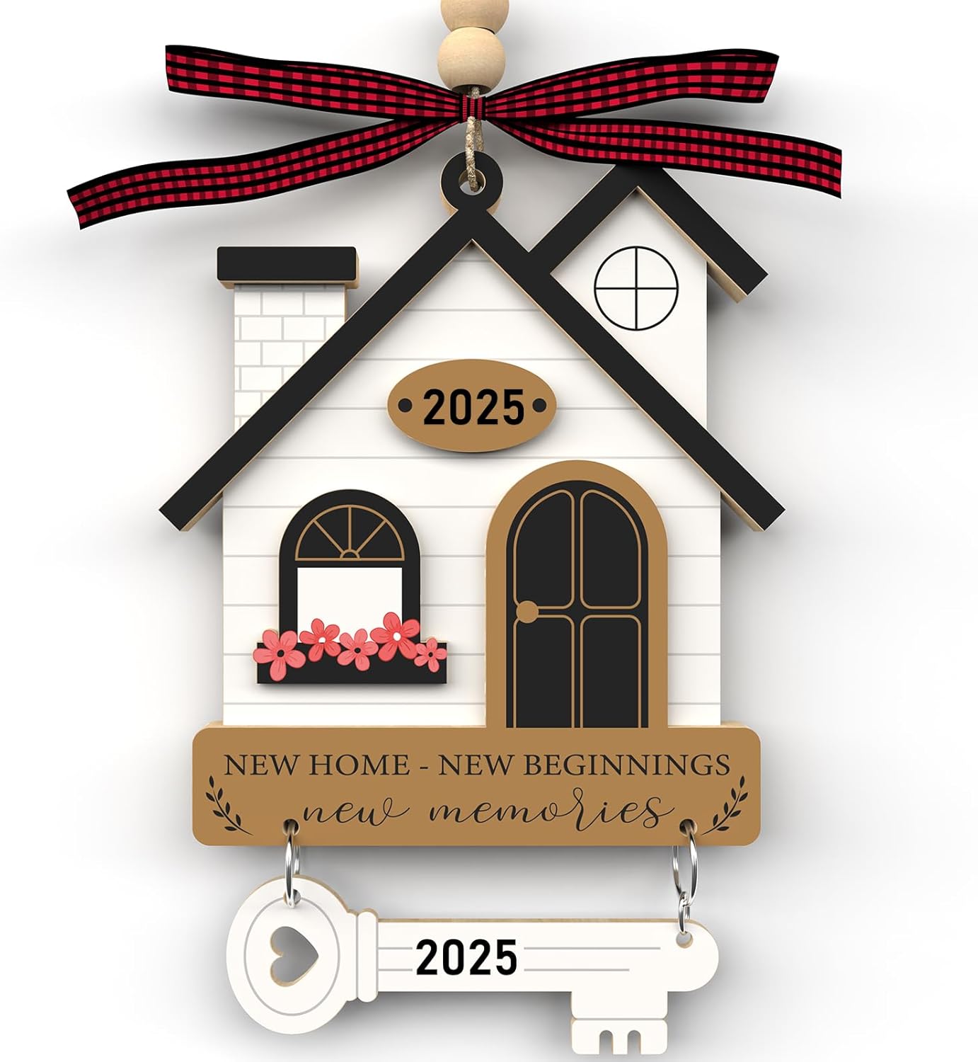 New Home Wooden Ornament with Lucky Key Housewarming Gift 2025