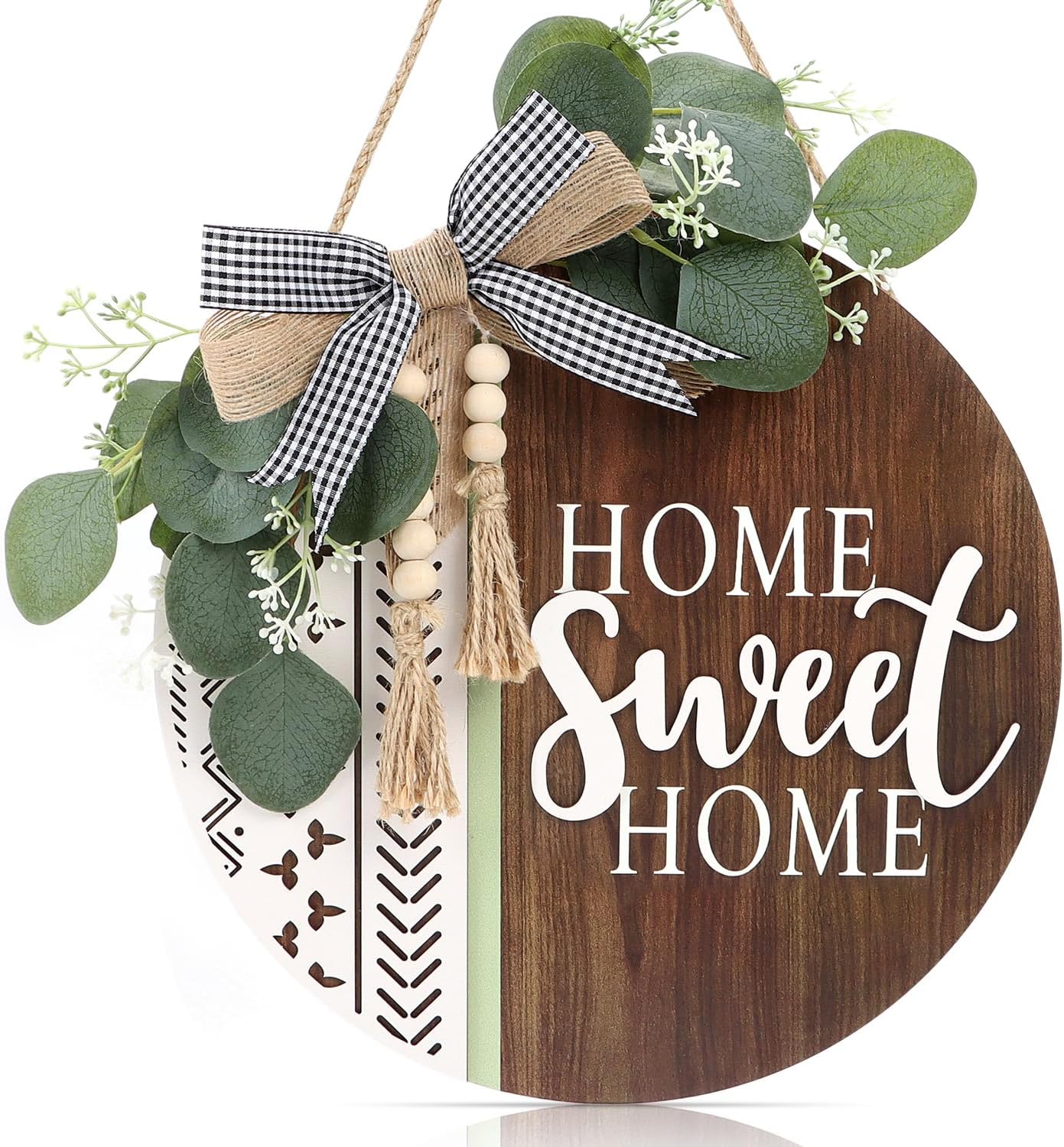Home Sweet Home Wooden Door Sign – Boho Front Door Welcome Wall Decor by TOARTi